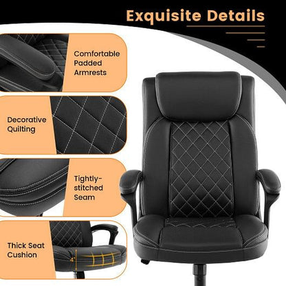 High Back Ergonomic Executive Chair with Thick Headrest Cushion-Black-3