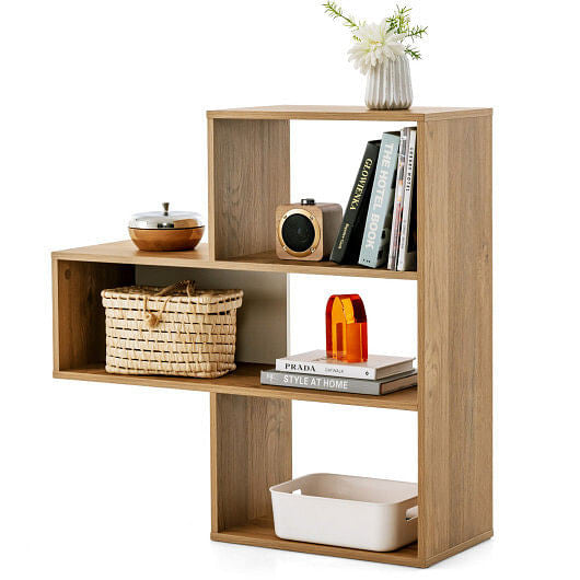 Convex Bookshelf 3-Shelf Open Bookcase Room Organizer with Anti-Toppling Device-0