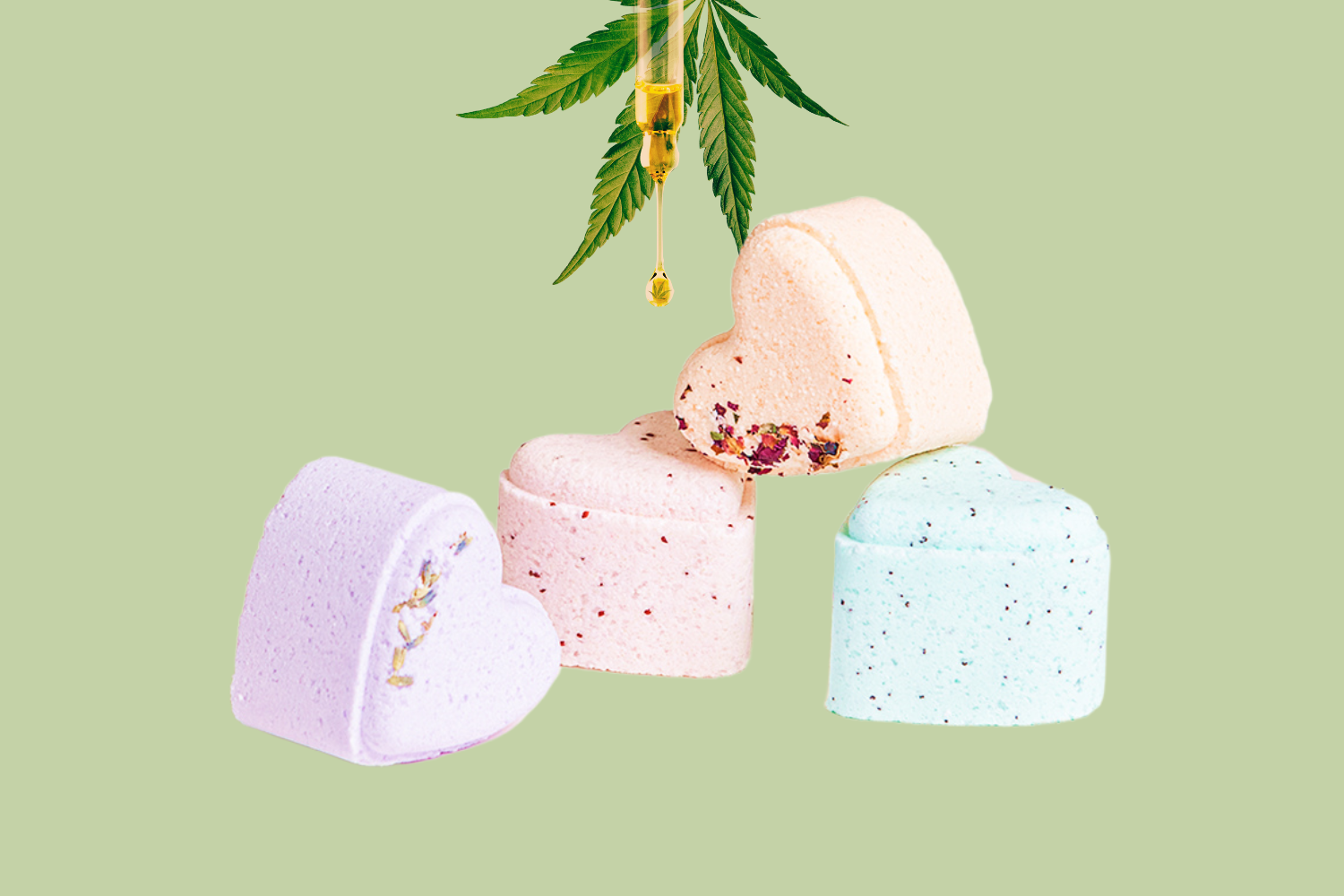 Bath Bombs with CBD -  5 Hearts Shaped with CBD - in a Gift Box - Can be personalized. (THC free)-4