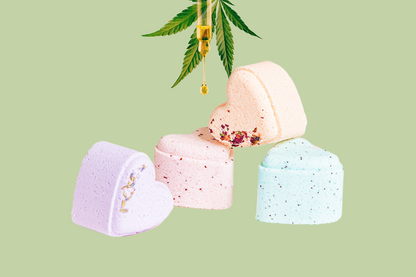 Bath Bombs with CBD -  5 Hearts Shaped with CBD - in a Gift Box - Can be personalized. (THC free)-4