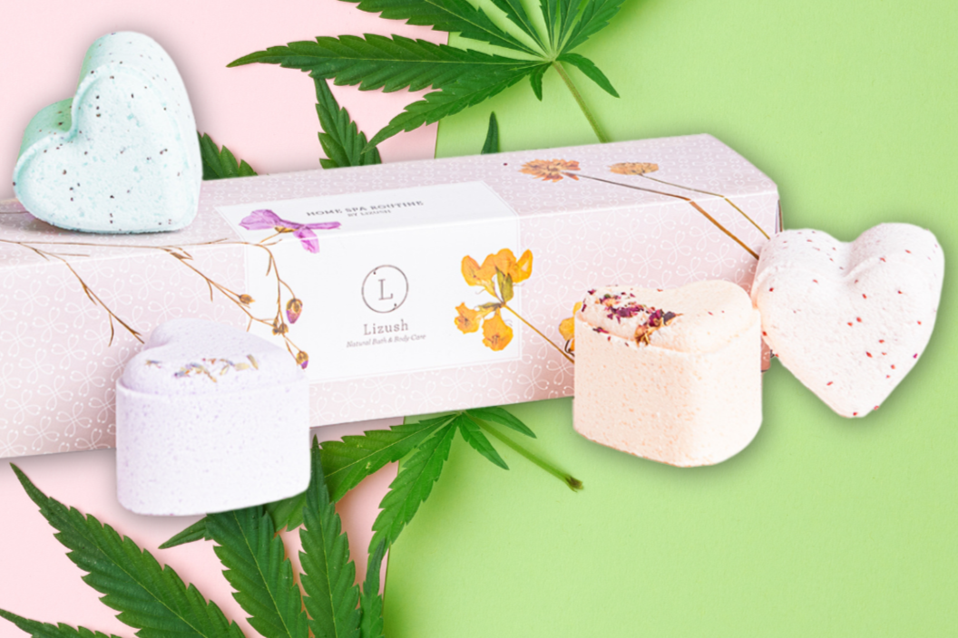 CBD -  5 Hearts Shaped Shower Steamers/ fizzies with CBD - in a Gift Box - Can be personalized. (THC free)-4