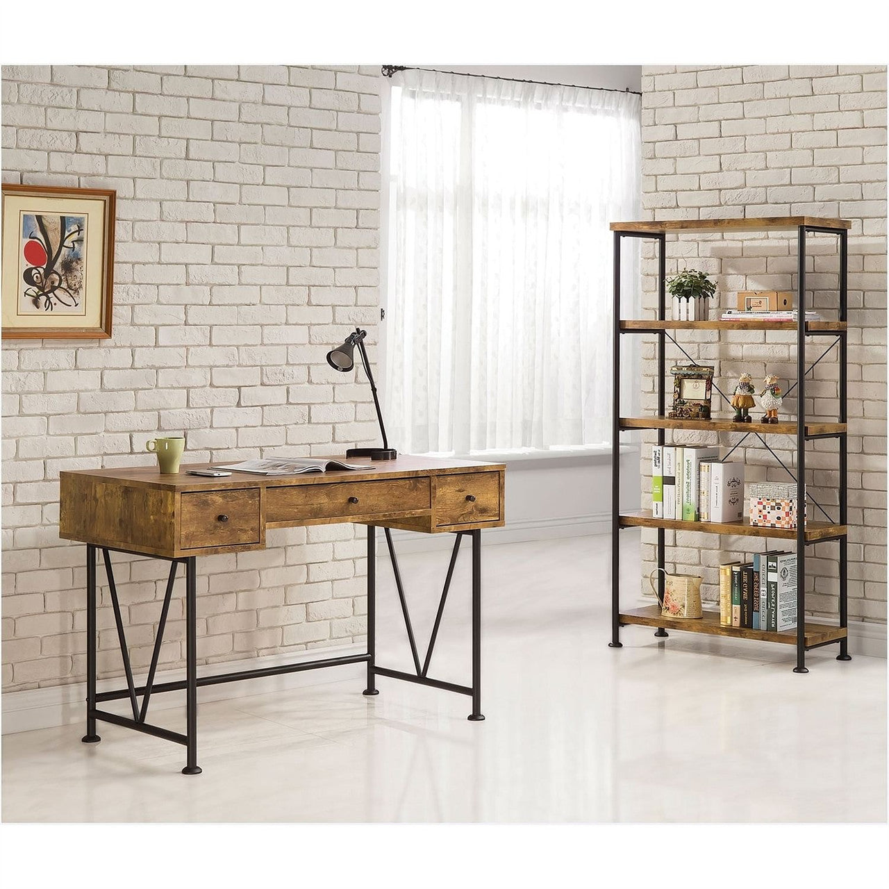 Farmhouse Rustic Home Office 3 Drawer Writing Desk-1