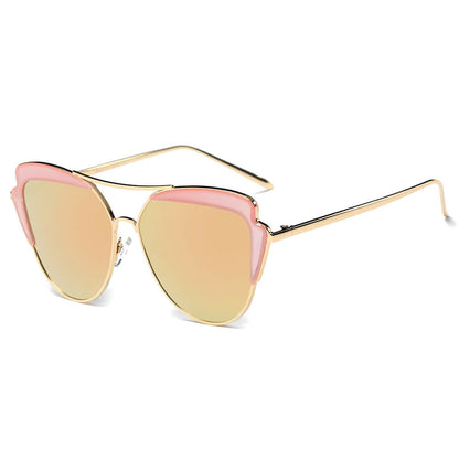Galveston - Women's Brow Bar Mirrored Lens Cat Eye Sunglasses-2