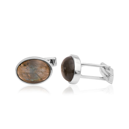 Labradorite Oval Cufflinks – Sterling Silver-2