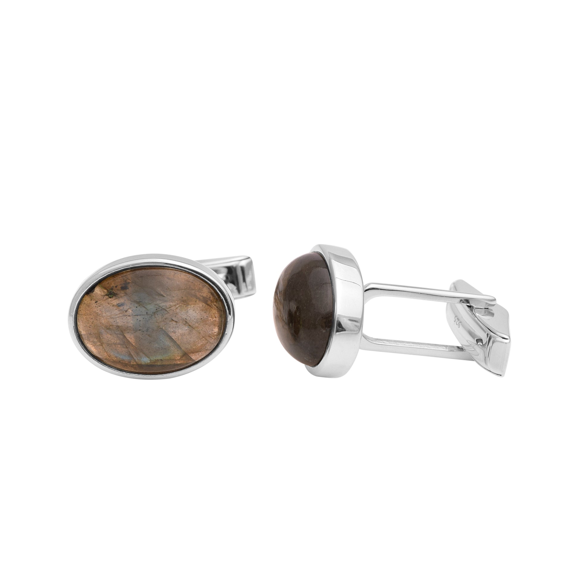 Labradorite Oval Cufflinks – Sterling Silver-3