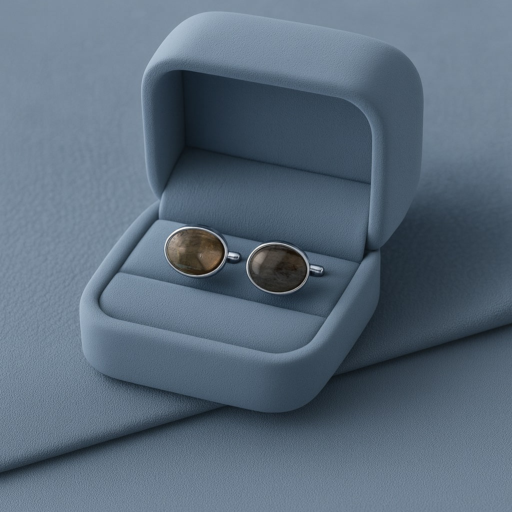 Labradorite Oval Cufflinks – Sterling Silver-1