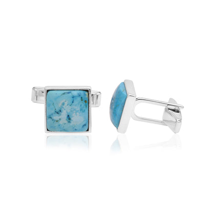 Larimar Square Cufflinks – Sterling Silver-2