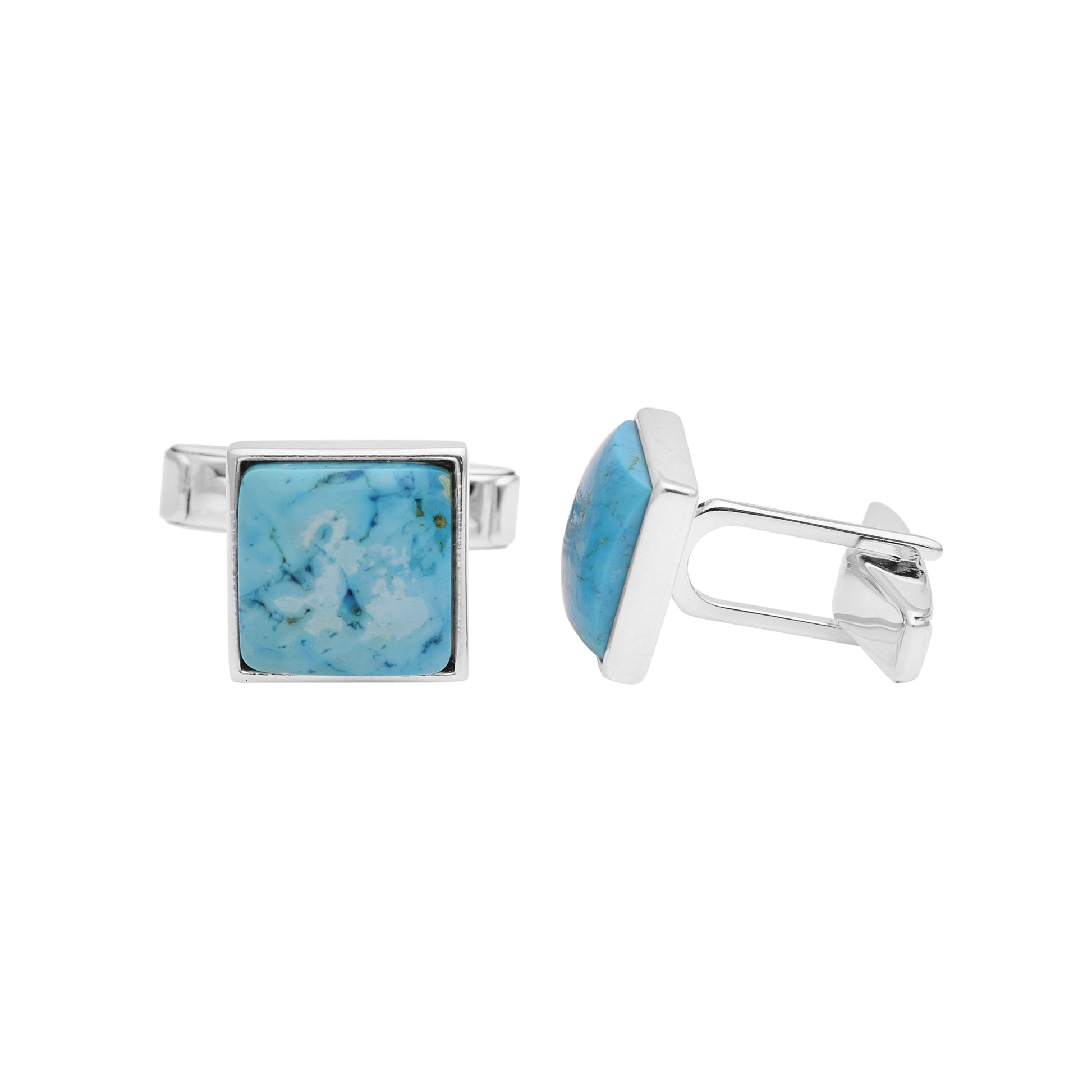 Larimar Square Cufflinks – Sterling Silver-3