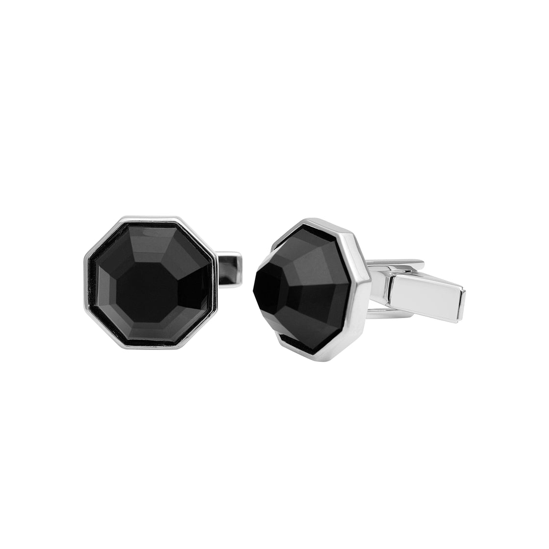 Geometric Black Onyx Cufflinks – Sterling Silver-2