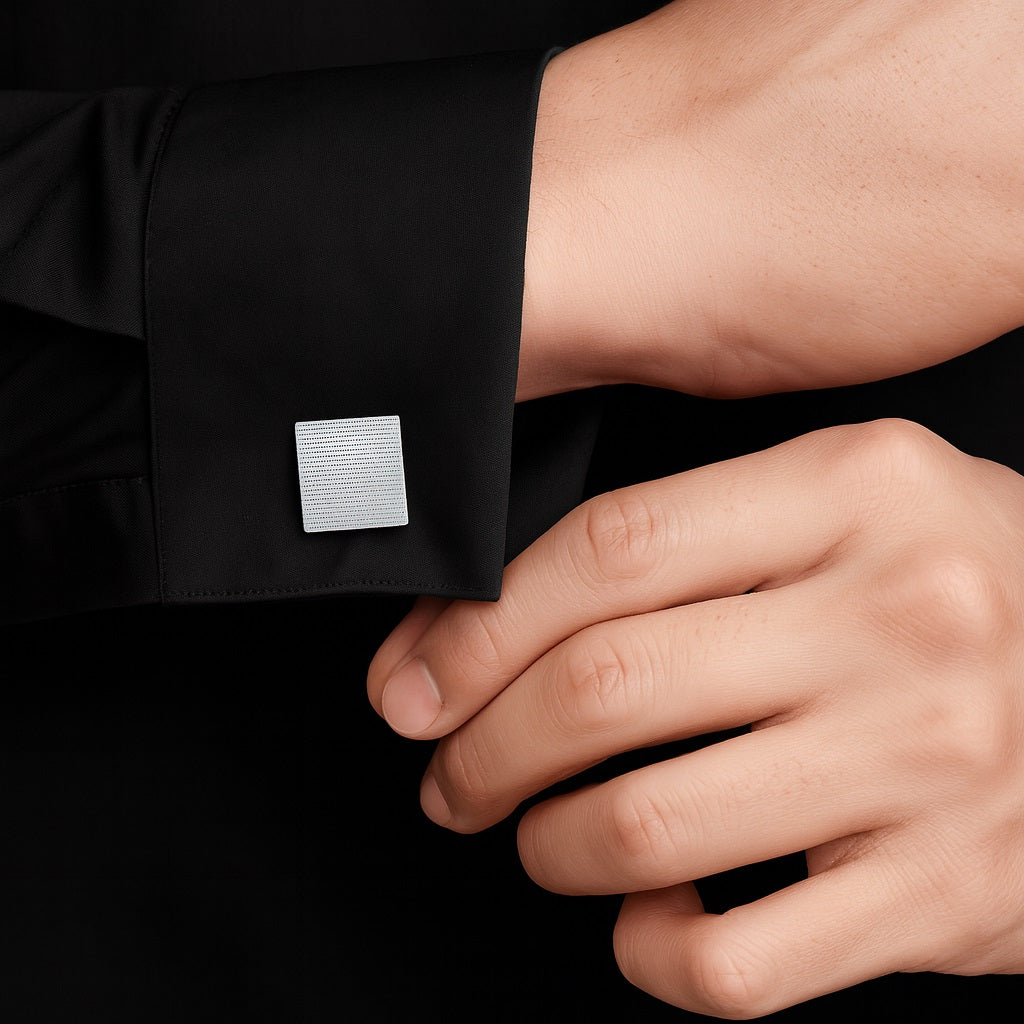Textured Square Cufflinks – Sterling Silver-0