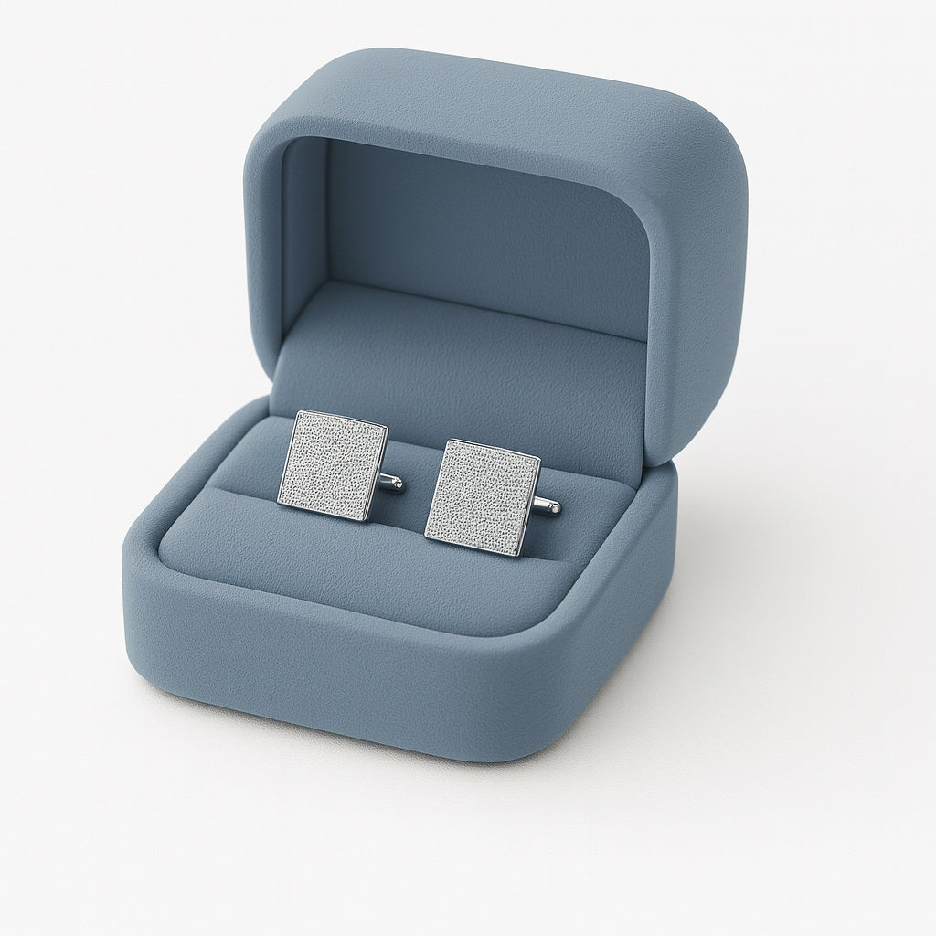 Textured Square Cufflinks – Sterling Silver-1