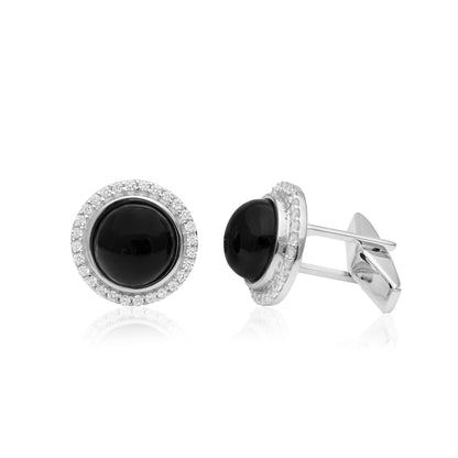 Black Onyx Round Cufflinks – Sterling Silver-0