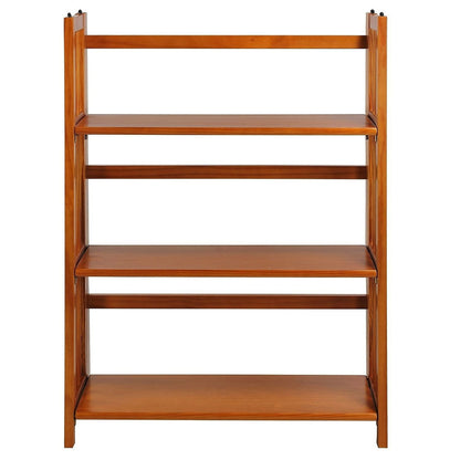 3-Shelf Folding Storage Shelves Bookcase in Honey Oak Finish-0