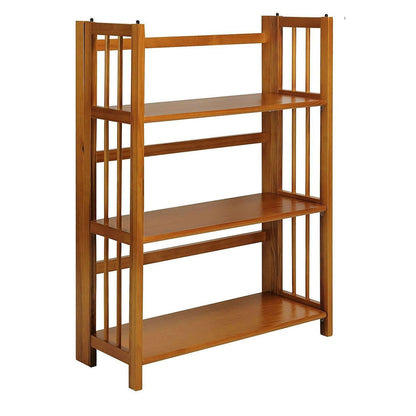 3-Shelf Folding Storage Shelves Bookcase in Honey Oak Finish-2