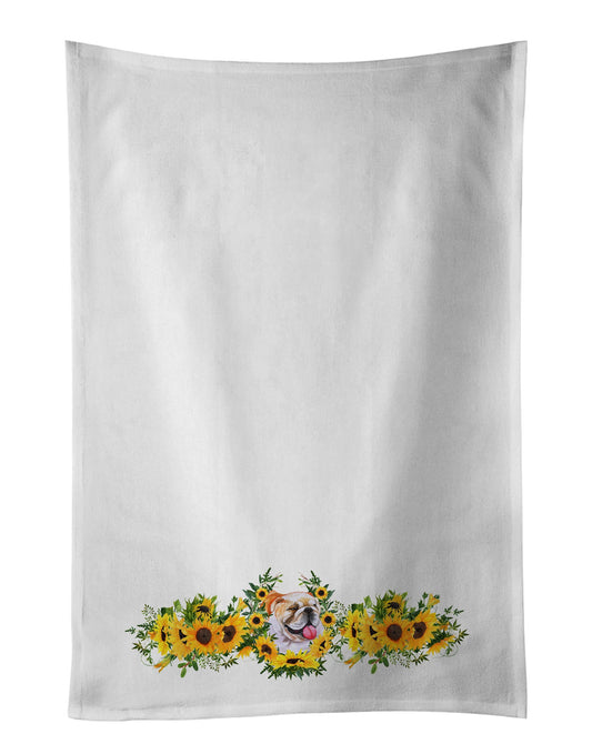 English Bulldog in Sunflowers Kitchen Towel Set of 2-0