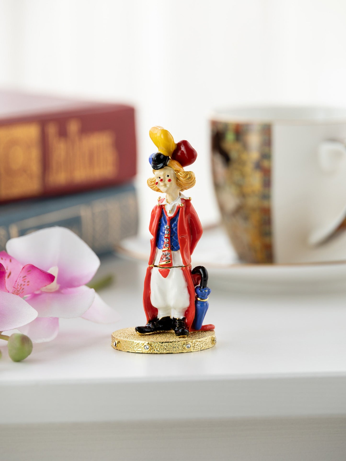 Funny Circus Clown with Umbrella trinket box-1