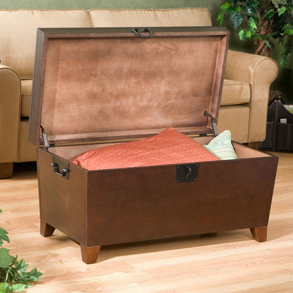 Contemporary Lift Top Coffee Table Storage Trunk in Espresso Finish-1