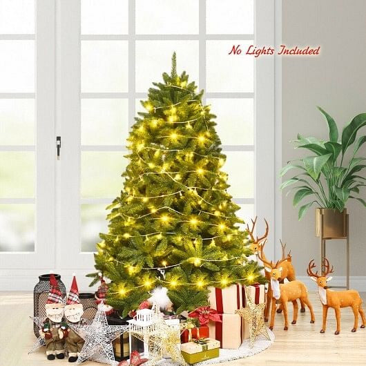 5 Feet Artificial Fir Christmas Tree with LED Lights and 600 Branch Tips-1