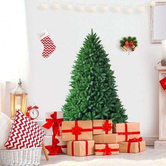 5 Feet Artificial Fir Christmas Tree with LED Lights and 600 Branch Tips-3