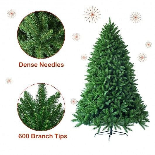 5 Feet Artificial Fir Christmas Tree with LED Lights and 600 Branch Tips-2