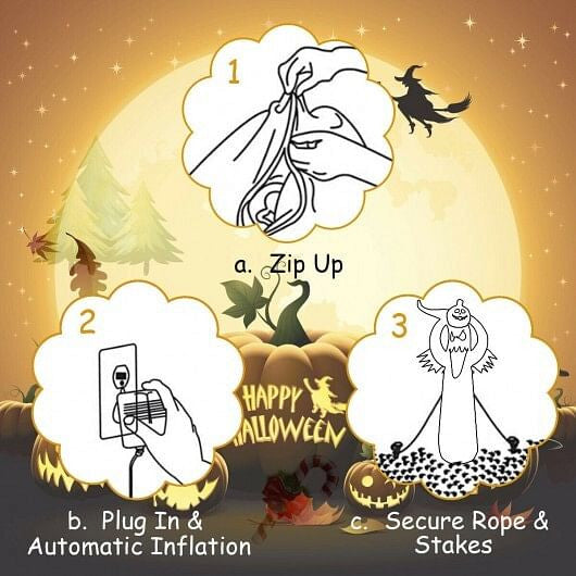 6 Feet Halloween Inflatable Blow Up Ghost with Pumpkin and LED Lights-2
