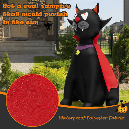 4.7 Feet Halloween Inflatable Vampire Cat with Red Cloak-3