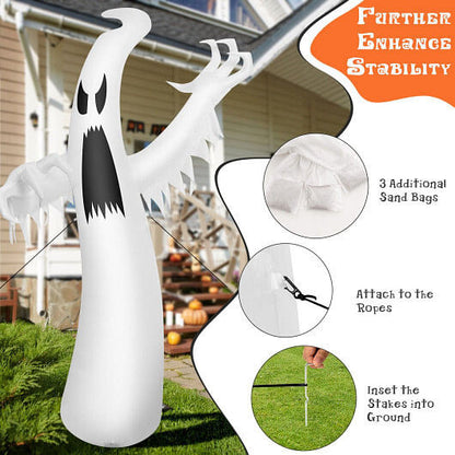 12 Feet Halloween Inflatable Ghost with LED Lights-3