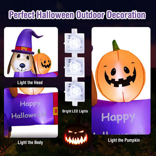 5 Feet Long Halloween Inflatable Dachshund Dog with Pumpkin-2