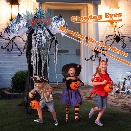 6ft Halloween Animatronic Decoration with Light Up Eyes Posable Wings and Arms-3