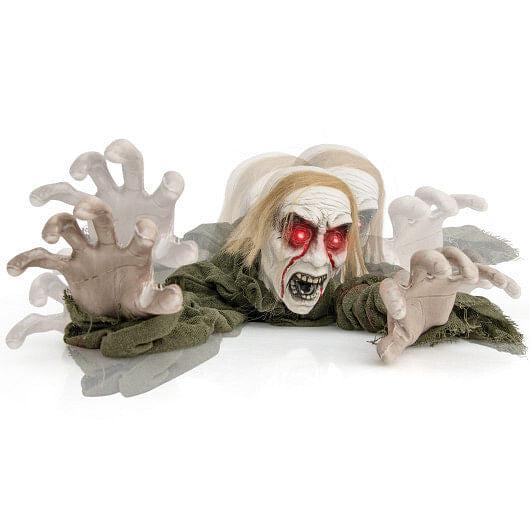 Halloween Groundbreaker Climbing Zombie with Light up Eyes and Creepy Sound-0
