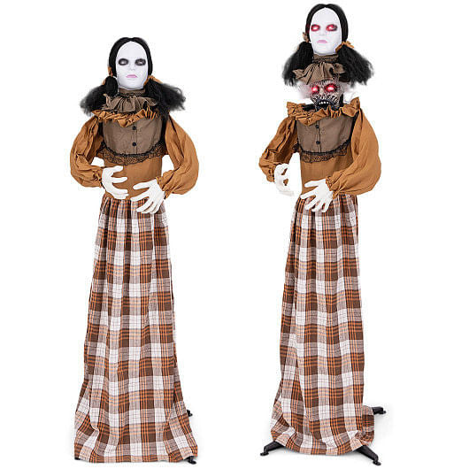 Halloween Animatronic Haunted Woman with Pop Up Head and Control Button-4