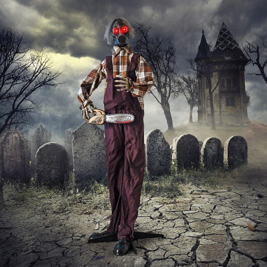 Halloween Animatronic Shaking Haunted Man with Lights and Sound-3