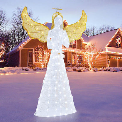 5 ft Festive Pre-Lit Angel with Halo and 150 LED Lights-3