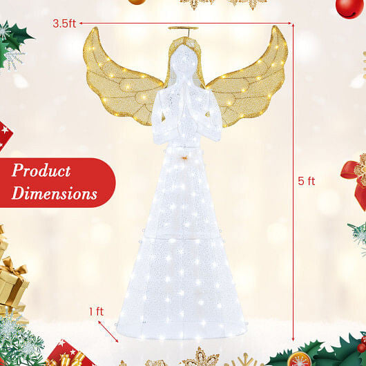 5 ft Festive Pre-Lit Angel with Halo and 150 LED Lights-2