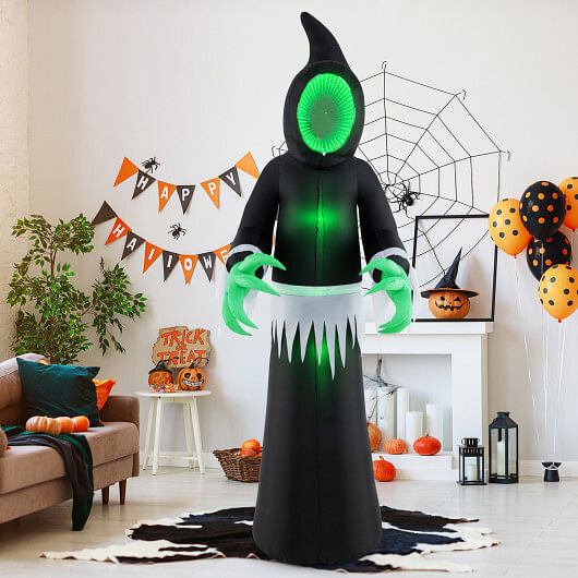 8 Feet Giant Halloween Inflatable Ghost with Built-in LED Lights and Mirror Face-1