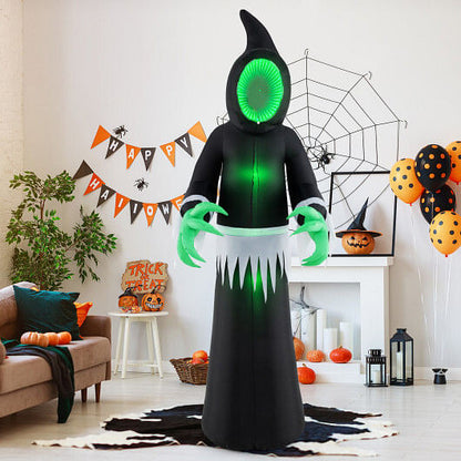 8 Feet Giant Halloween Inflatable Ghost with Built-in LED Lights and Mirror Face-1