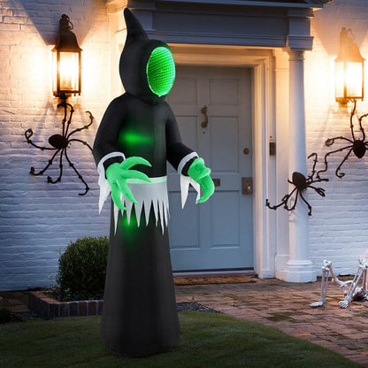 8 Feet Giant Halloween Inflatable Ghost with Built-in LED Lights and Mirror Face-3