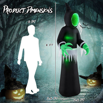 8 Feet Giant Halloween Inflatable Ghost with Built-in LED Lights and Mirror Face-4