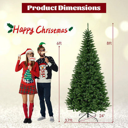 8 FT Corner Artificial Christmas Tree with 1137 Branch Tips and 360 Warm White LED Lights-4