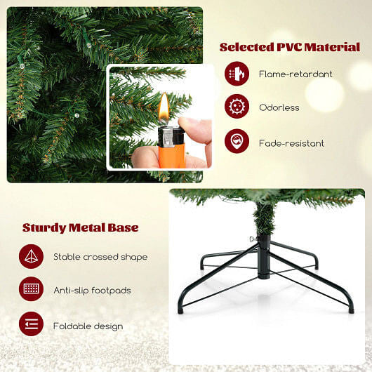 8 FT Corner Artificial Christmas Tree with 1137 Branch Tips and 360 Warm White LED Lights-2