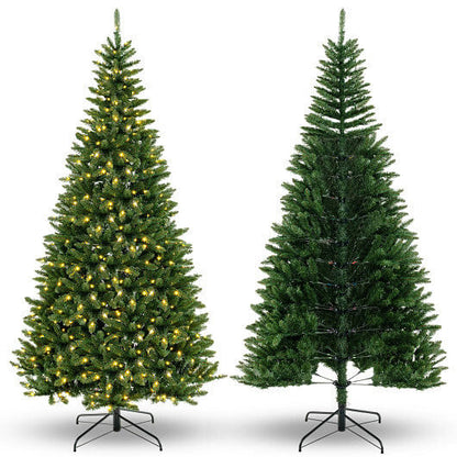 8 FT Corner Artificial Christmas Tree with 1137 Branch Tips and 360 Warm White LED Lights-0