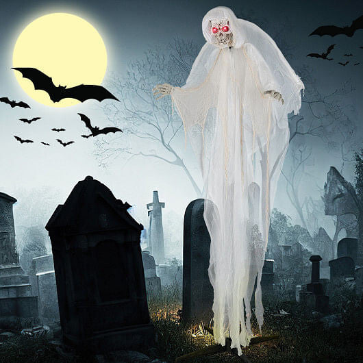 8.3 ft Halloween Standing Haunted Angel with Lighted Eyes and Automatic Wing Movement-1