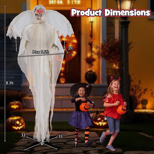 8.3 ft Halloween Standing Haunted Angel with Lighted Eyes and Automatic Wing Movement-4