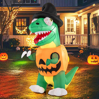 Blow up Inflatable Pumpkin Dinosaur Yard Decoration with Built-in LED Lights-1