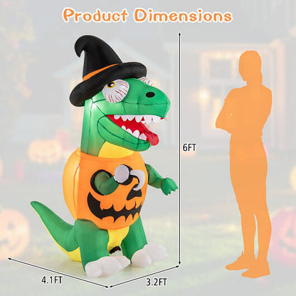 Blow up Inflatable Pumpkin Dinosaur Yard Decoration with Built-in LED Lights-4