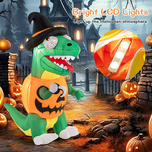 Blow up Inflatable Pumpkin Dinosaur Yard Decoration with Built-in LED Lights-2