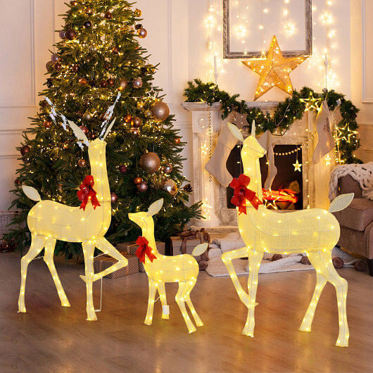 3 Pieces Lighted Family Deer Set with LED Lights and RGB Flashing Lights-1