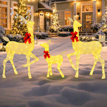 3 Pieces Lighted Family Deer Set with LED Lights and RGB Flashing Lights-2