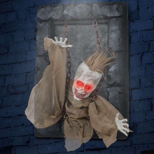 Halloween Hanging Animated Zombie Prisoner Decoration Sound-Activated-1