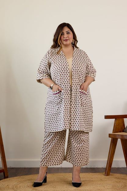 Camel Print Jacket and Pants Set(set of 2)-1